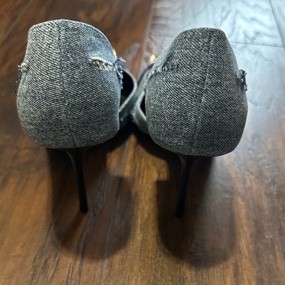 Steve Madden Distressed Denim Stiletto Heels with Crystal Buckle 11 - Picture 5 of 8